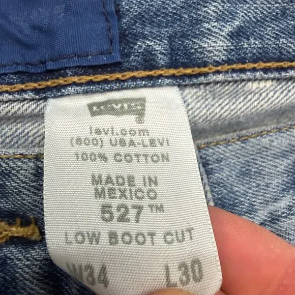 Vintage Levis 527 Low Boot Cut Jeans Men's 34x30 Blue Faded Cowboy Western y2k - Picture 7 of 16